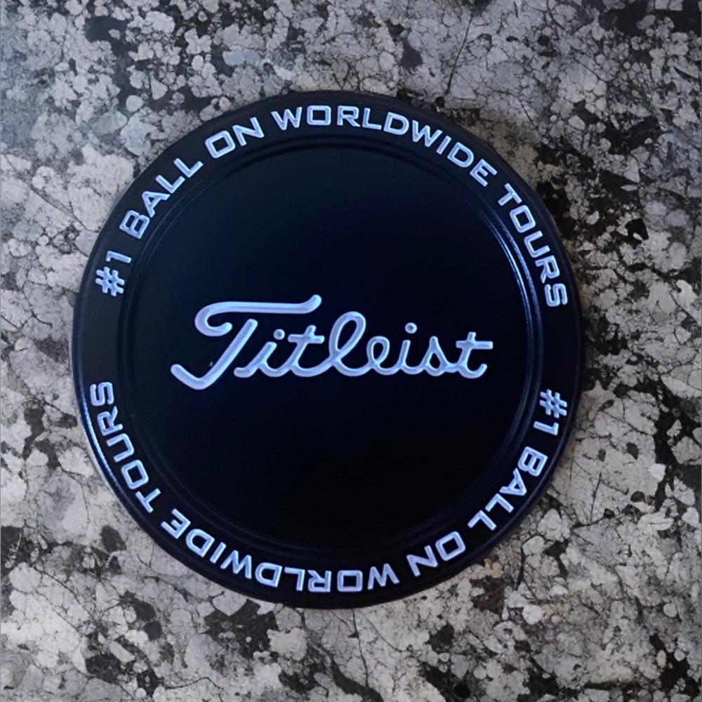 Golf ball marker. Engraved Titleist metal double sided